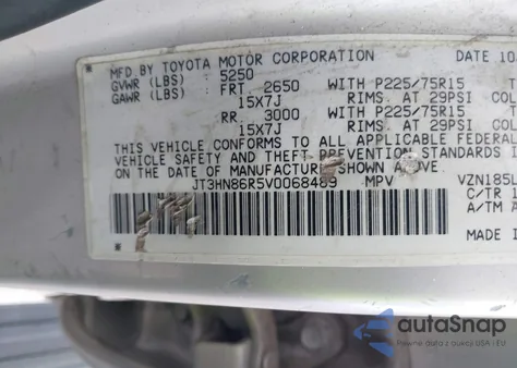 1997 Toyota 4Runner Sr5 V6 z USA, uszkodzony, nr VIN JT3HN86R5V0068489